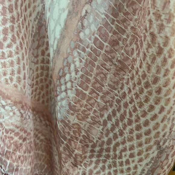 White House Black Market Rectangular Silk Scarf in shades of Ivory, Pink & Gray - Picture 6 of 14